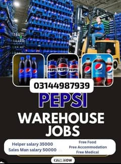 pepsi ware house job empty bottle sorting male job female job