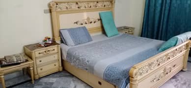 bed with side tables,dressing table,showcase and almira