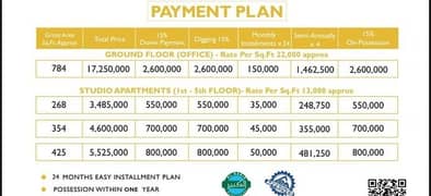 425 Square ft 1Bed Apartment on 2 Year Installment Plan in Al Kabir Town Phase 2 Raiwind Road Lahore