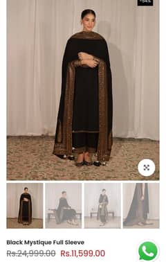 Black Mystique with bordered chiffon dopatta