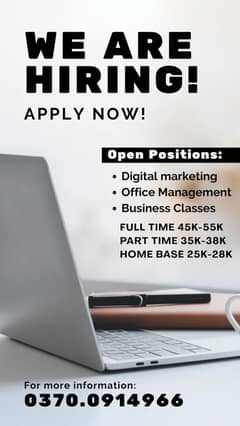 Part time work, office work and home base work is available