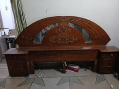 Complete Wooden Bed With 2 Side Tables