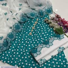 3 PCs Women's unstitched Digital Print Suit