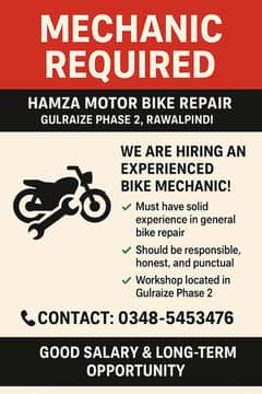 Mechanic Required – Hamza Motor Bike Repair, Rawalpindi