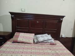 king size pure wooden bed with side tables & dressing table