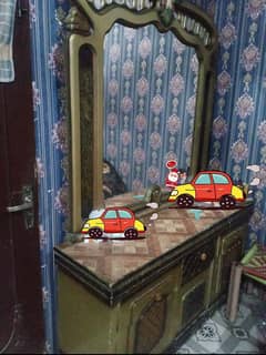 Bed with Showcase and Dressing Table