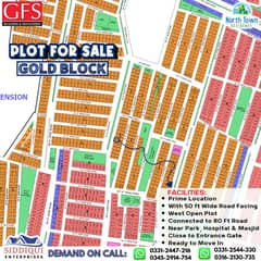 WEST OPEN PLOT SALE IN NORTH TOWN RESIDENCY PHASE 1 GOLD BLOCK