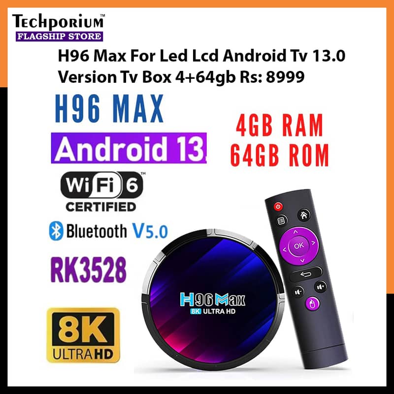 Android Smart TV Box & Wireless Remote Mxq, H96 Max, X96q LCD, LED 4