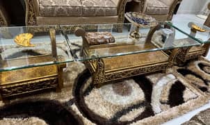 heavy Dico pure sheesham wood tables with glass top