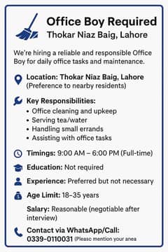 Urgent office boy required