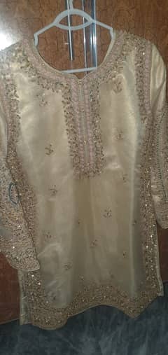 Sharara Dress 4 piece Beige Golden Colour