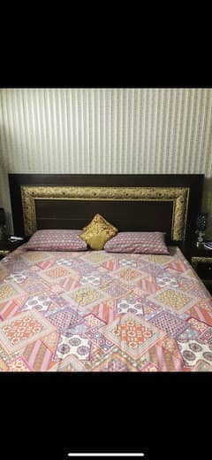 Bed with two side tables