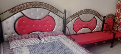 iron Bed with 5 seater iron sofa