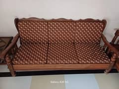 3 Seater wooden Sofa along with 2 single sofas