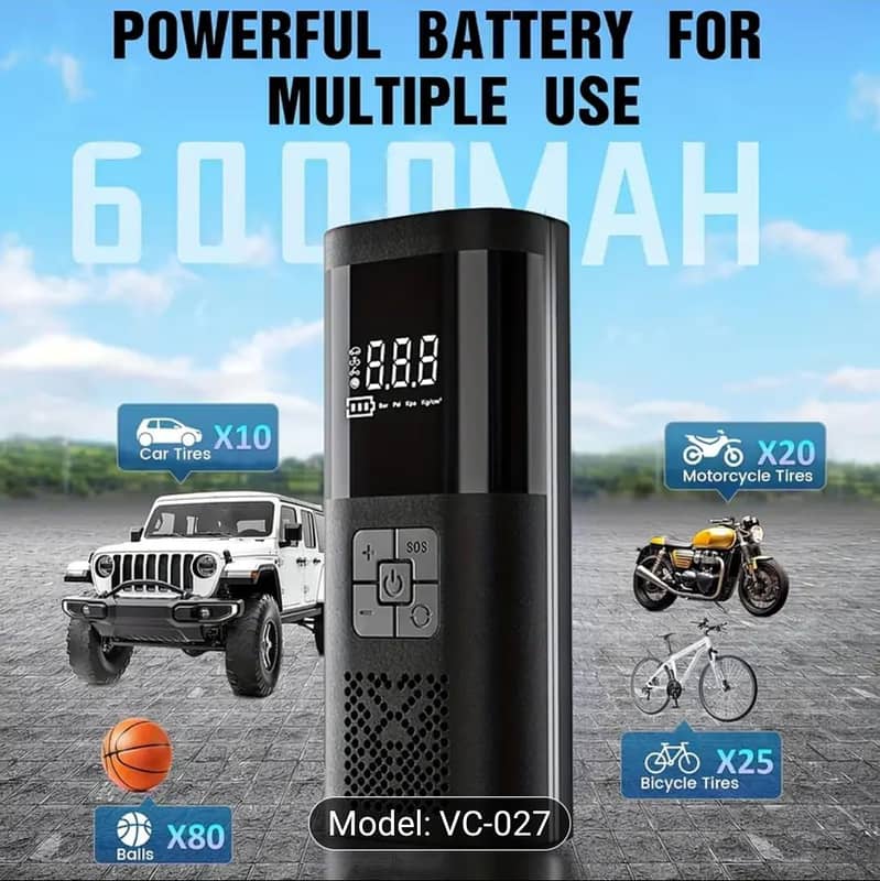 Cordless car Tire Inflator with LED Light & Digital Display 0