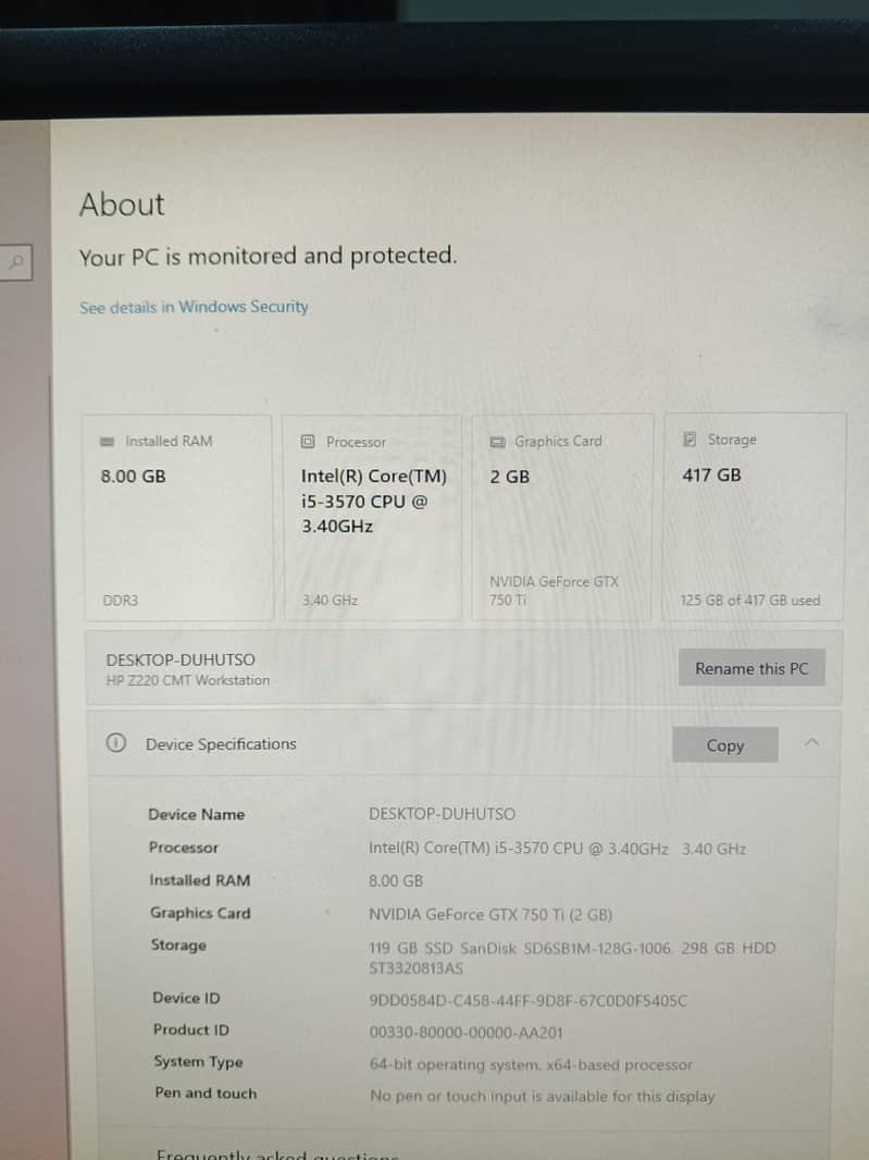 HP Computer Core i5 3570 (CPU+LCD) 3