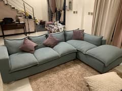 L Shaped Sea green Sofa Custom made for sale