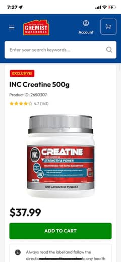 inc micronised creatine monohydrate ( imported)