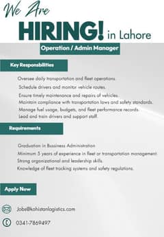 Operation / Admin Manager
