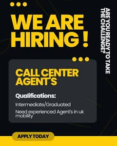Call Center Agent Required UK based company