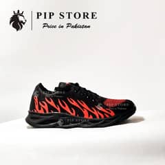 Black with red flaming design shoes