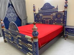 Luxury Rosewood Pakistani Art Handmade Bed Set for Sale