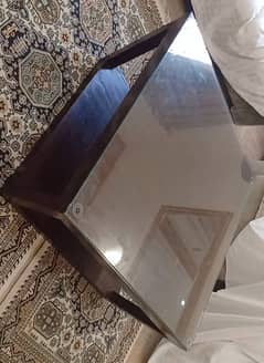 Wooden Centre Table With Glass On Top