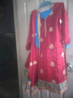blue and red indian suit