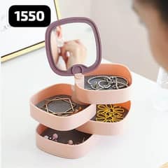 Rotatable 4 Layer Jewellery Organizer With Mirror
