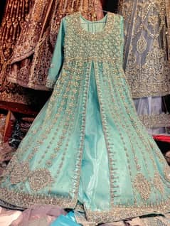 Stunning Heavy Bridal Walima Maxi - light turquoise or aqua blue shade