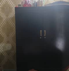 Bed with side tables, dressing table and almari