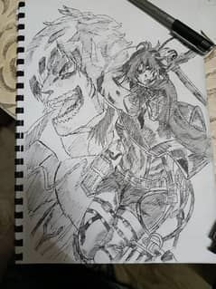 HIGH QUALITY SKETCH OF EREN AND MIKASA