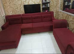 Red Velvet sofa (L shaped)