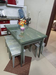 Dining table with glass