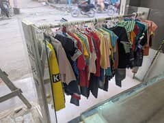 Complete set of shop furniture, counters, racks, showcase dummy