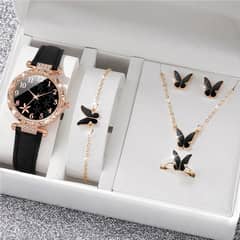 Watch Gift Set for Women – 5-in-1 Black & Gold