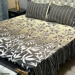 3 Pcs salonica printed king size / cotton patch work double bed sheets