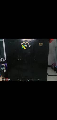used pure wood three door wardrobe