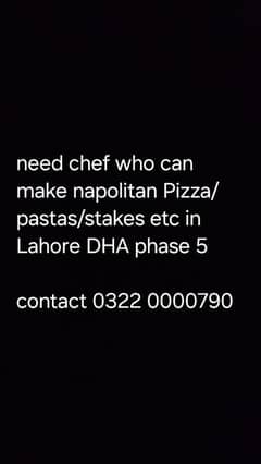 Chef needed Urgently