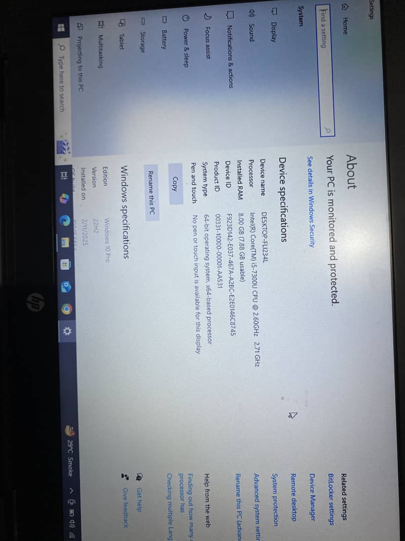 intel core i5 - 7300U  480 G4 cpu 2.60 ghz 3