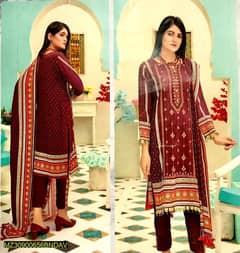 2 PCs woman,s Unstitched Linen printed Suit