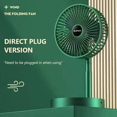 Folding Telescopic Floor Fan 3 Gears Summer Silent Desktop Retractable