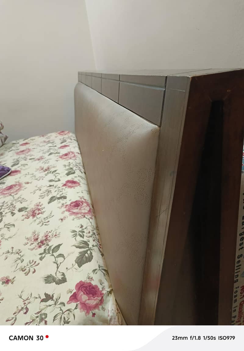 Solid Bed with side tables, slightly used 1