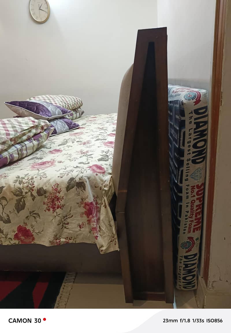 Solid Bed with side tables, slightly used 2