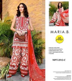 Maria B Lawn Embroidery And Chiffon 3 piece Dress