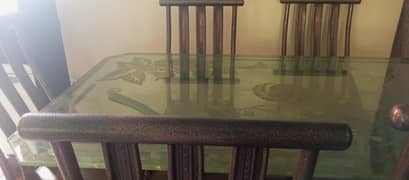 pipe glass table with 6 chairs