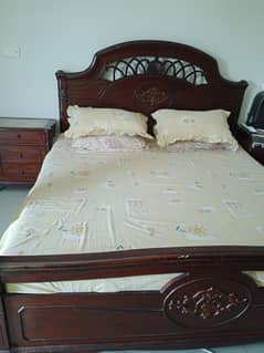 king-size bedset with side tables and mattress