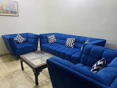 Comfortable modern Royal blue sofa set ( easily cleanable dark colour)