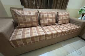 6 seater sofa set along with a glass central table and  side table