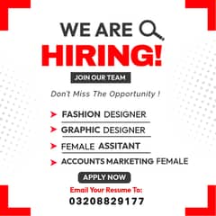 Graphic & Fashion Designer - Assistant- Marketing female required